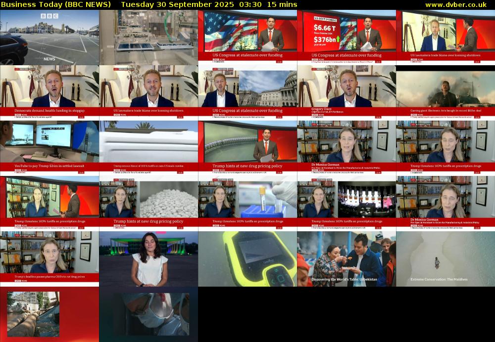 Business Today (BBC NEWS) Tuesday 30 September 2025 03:30 - 03:45