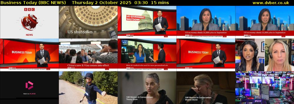 Business Today (BBC NEWS) Thursday 2 October 2025 03:30 - 03:45