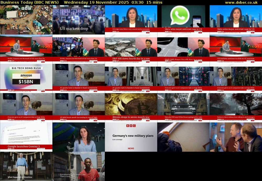 Business Today (BBC NEWS) Wednesday 19 November 2025 03:30 - 03:45