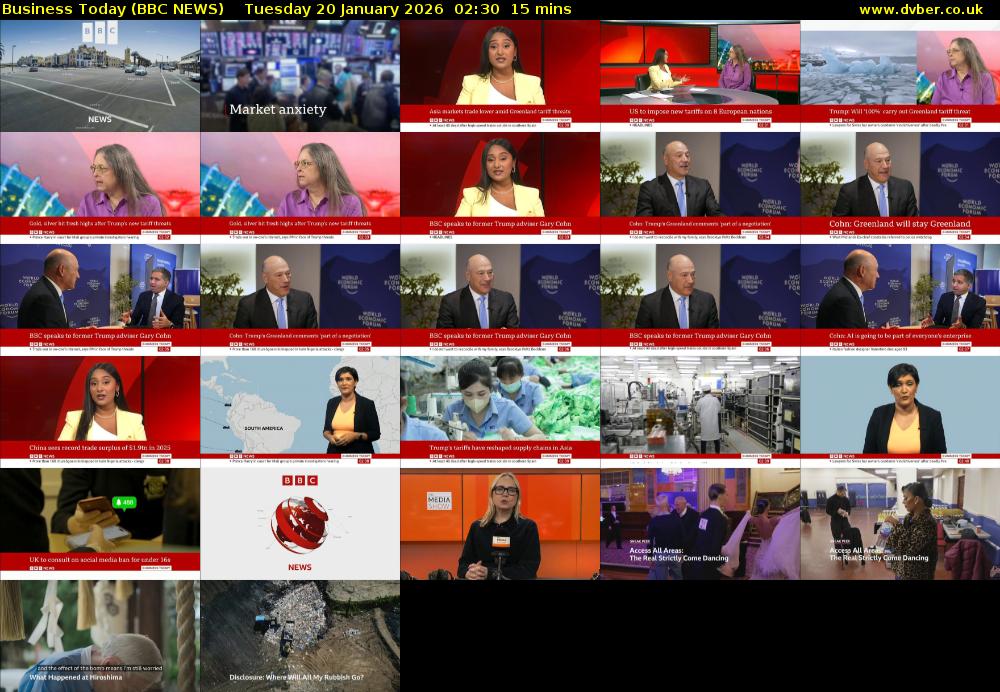 Business Today (BBC NEWS) Tuesday 20 January 2026 02:30 - 02:45