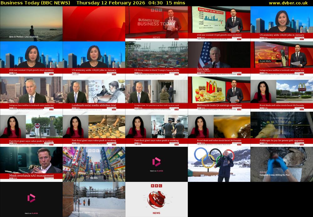 Business Today (BBC NEWS) Thursday 12 February 2026 04:30 - 04:45