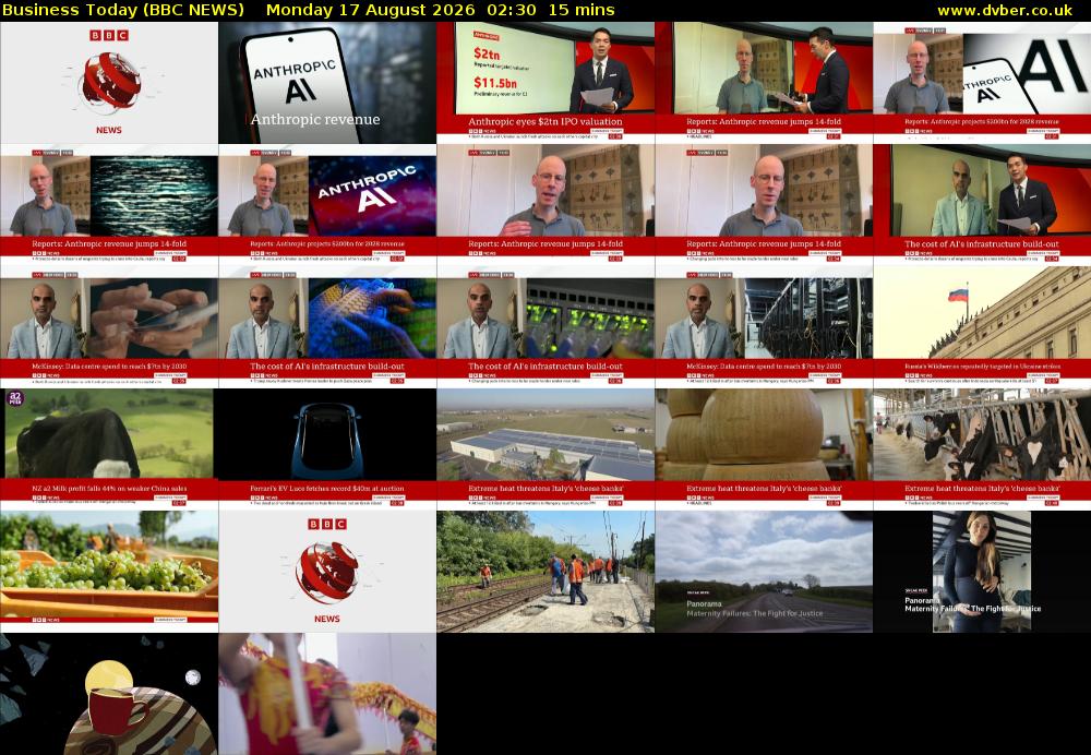 Business Today (BBC NEWS) Monday 17 August 2026 02:30 - 02:45