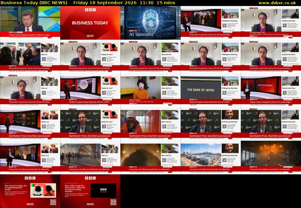 Business Today (BBC NEWS) Friday 18 September 2026 11:30 - 11:45