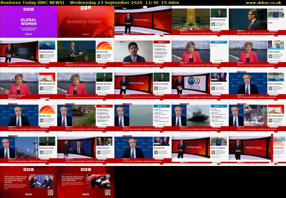 Business Today (BBC NEWS) Wednesday 23 September 2026 11:30 - 11:45