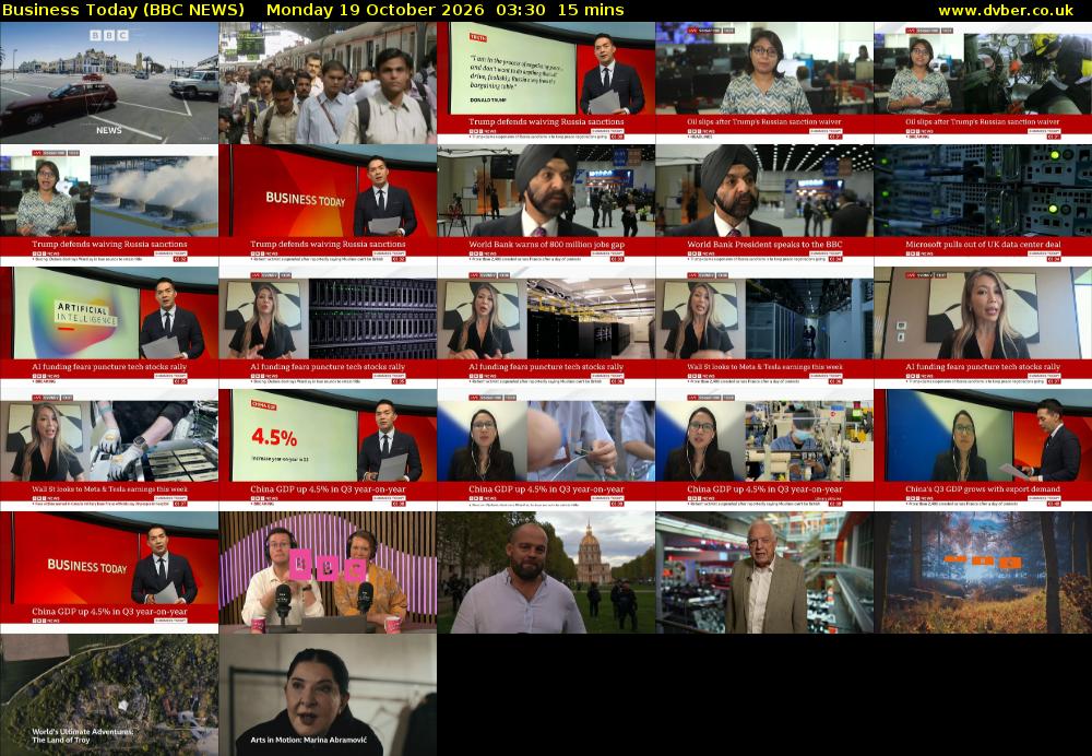 Business Today (BBC NEWS) Monday 19 October 2026 03:30 - 03:45