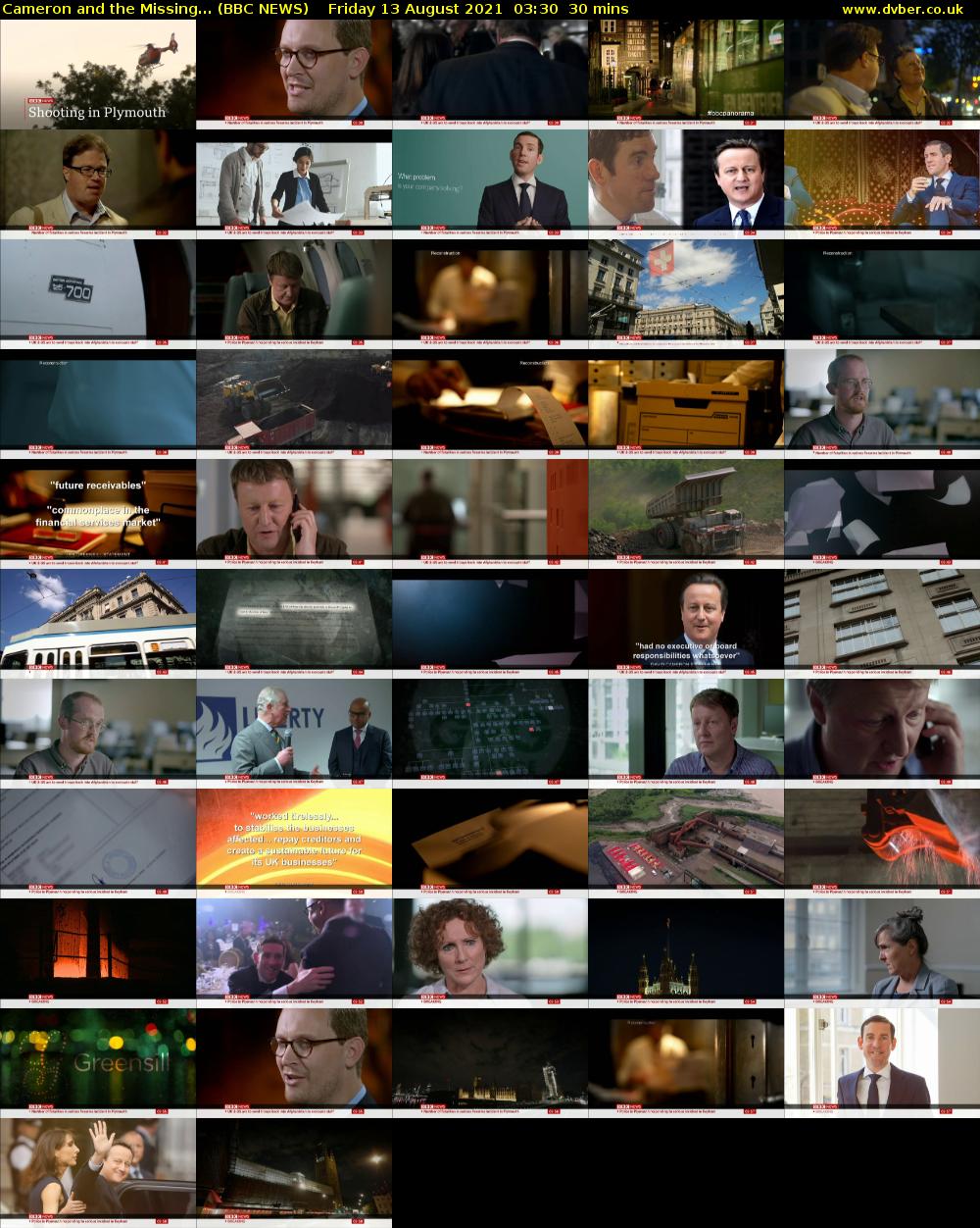 Cameron and the Missing... (BBC NEWS) Friday 13 August 2021 03:30 - 04:00