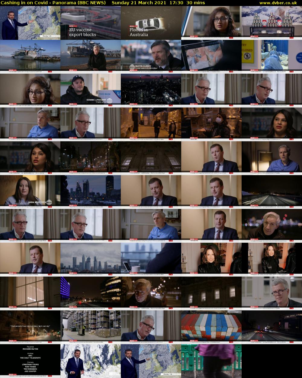 Cashing in on Covid - Panorama (BBC NEWS) Sunday 21 March 2021 17:30 - 18:00