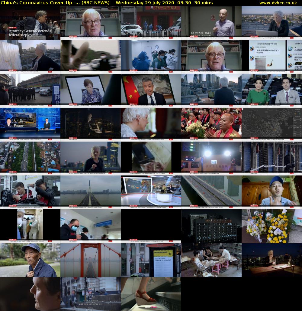 China's Coronavirus Cover-Up -... (BBC NEWS) Wednesday 29 July 2020 03:30 - 04:00