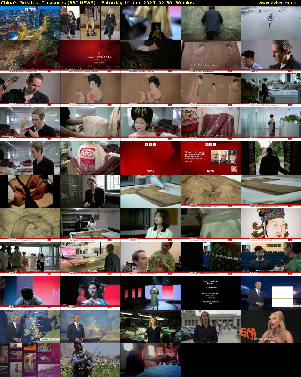 China's Greatest Treasures (BBC NEWS) Saturday 14 June 2025 02:30 - 03:00