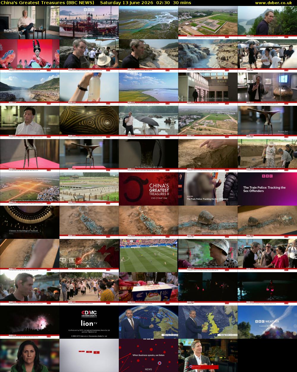 China's Greatest Treasures (BBC NEWS) Saturday 13 June 2026 02:30 - 03:00