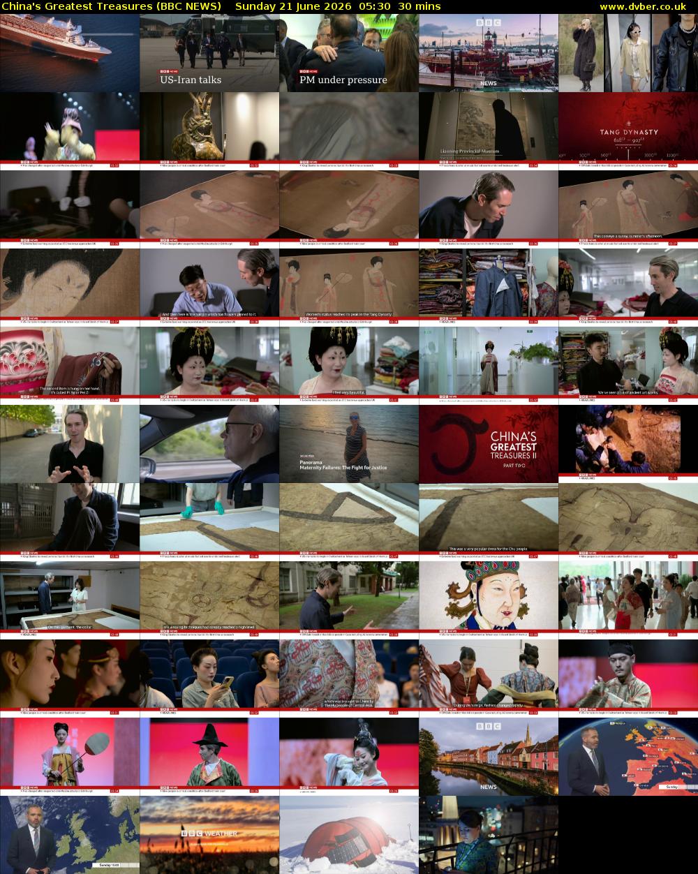 China's Greatest Treasures (BBC NEWS) Sunday 21 June 2026 05:30 - 06:00
