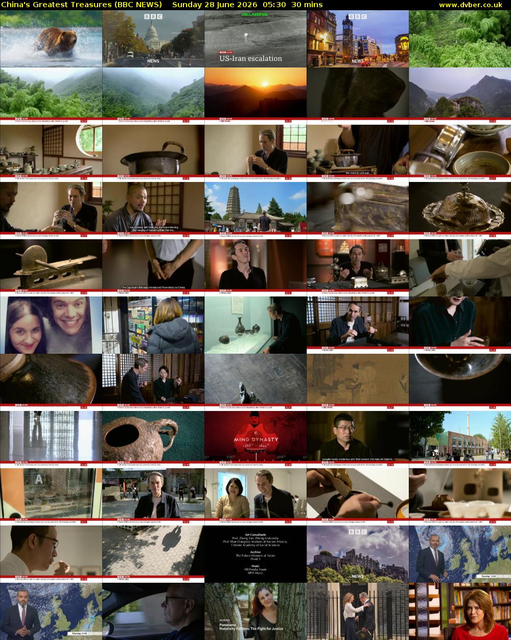 China's Greatest Treasures (BBC NEWS) Sunday 28 June 2026 05:30 - 06:00
