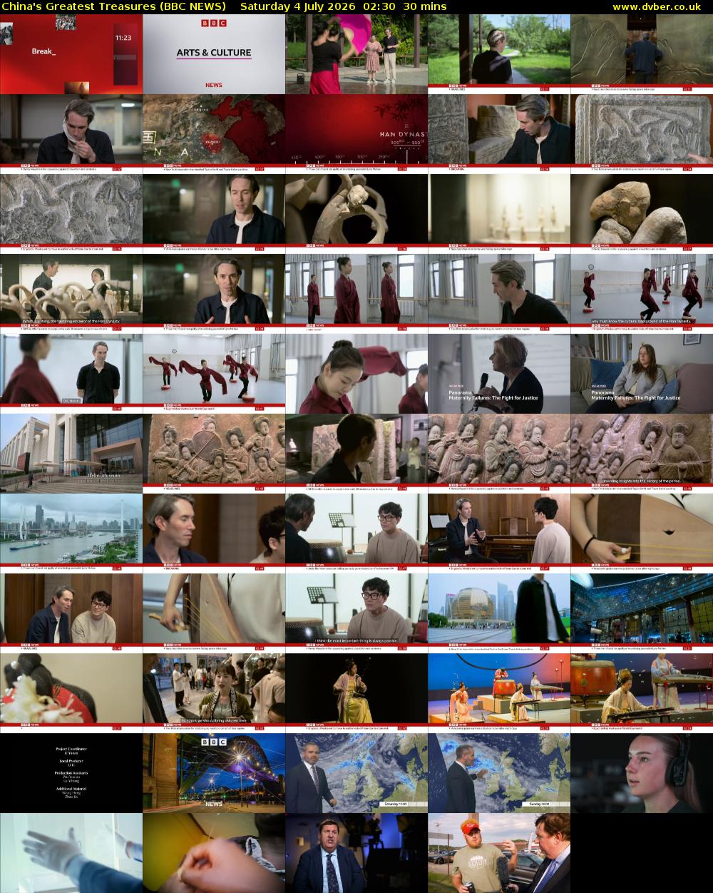 China's Greatest Treasures (BBC NEWS) Saturday 4 July 2026 02:30 - 03:00