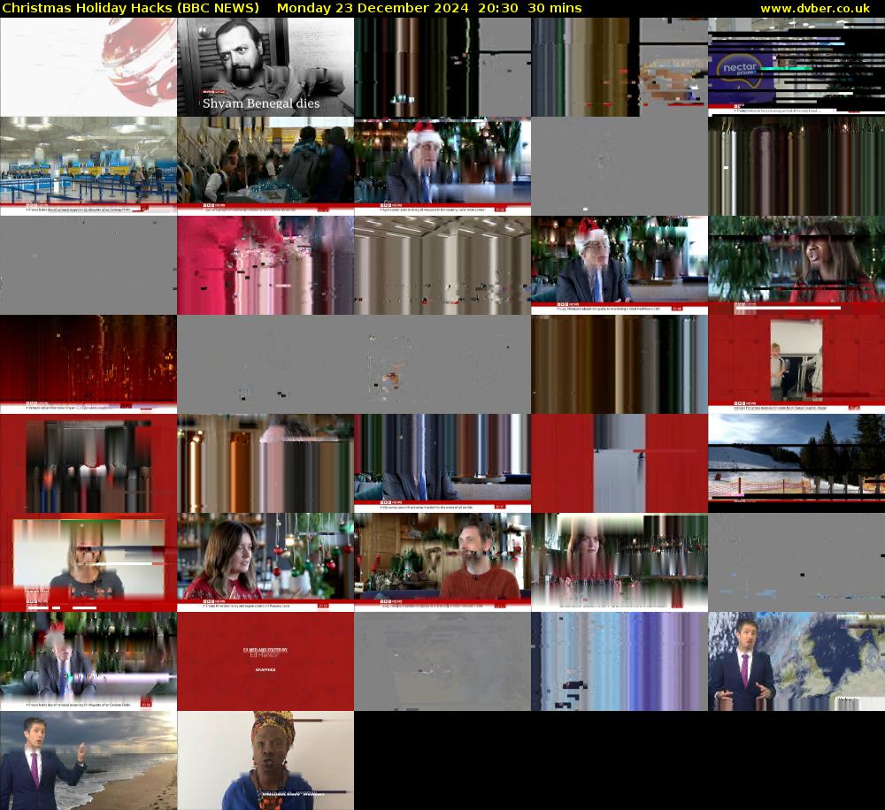 Christmas Holiday Hacks (BBC NEWS) Monday 23 December 2024 20:30 - 21:00