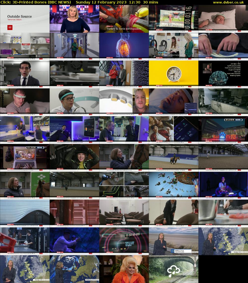 Click: 3D-Printed Bones (BBC NEWS) Sunday 12 February 2023 12:30 - 13:00