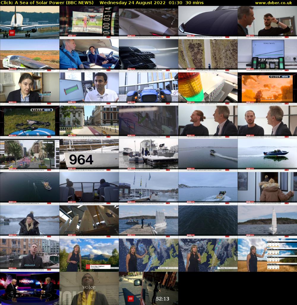 Click: A Sea of Solar Power (BBC NEWS) Wednesday 24 August 2022 01:30 - 02:00