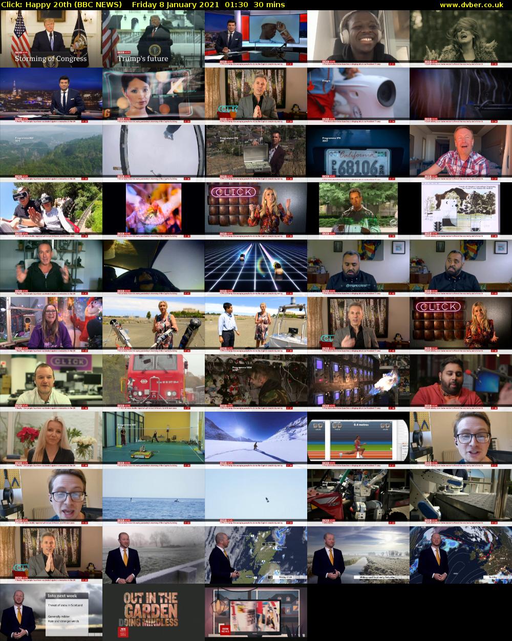 Click: Happy 20th (BBC NEWS) Friday 8 January 2021 01:30 - 02:00