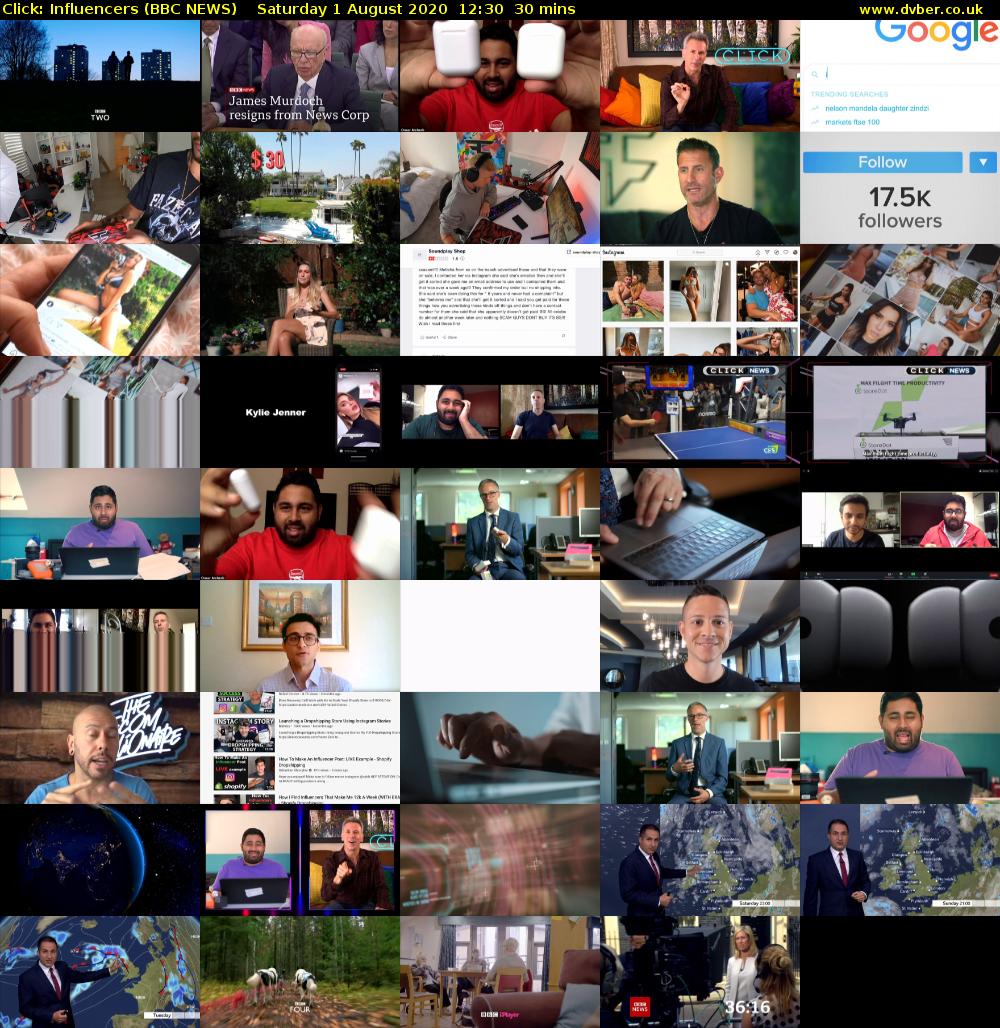 Click: Influencers (BBC NEWS) Saturday 1 August 2020 12:30 - 13:00