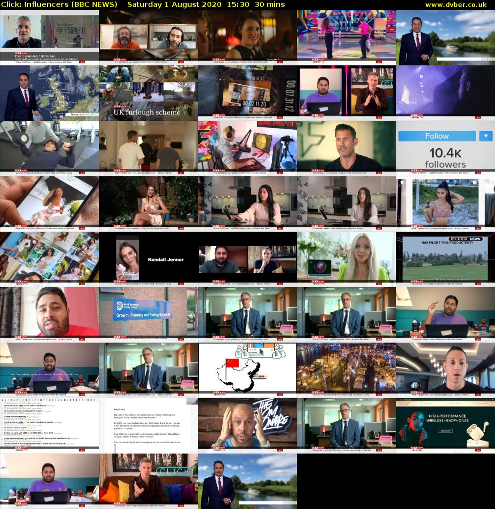 Click: Influencers (BBC NEWS) Saturday 1 August 2020 15:30 - 16:00