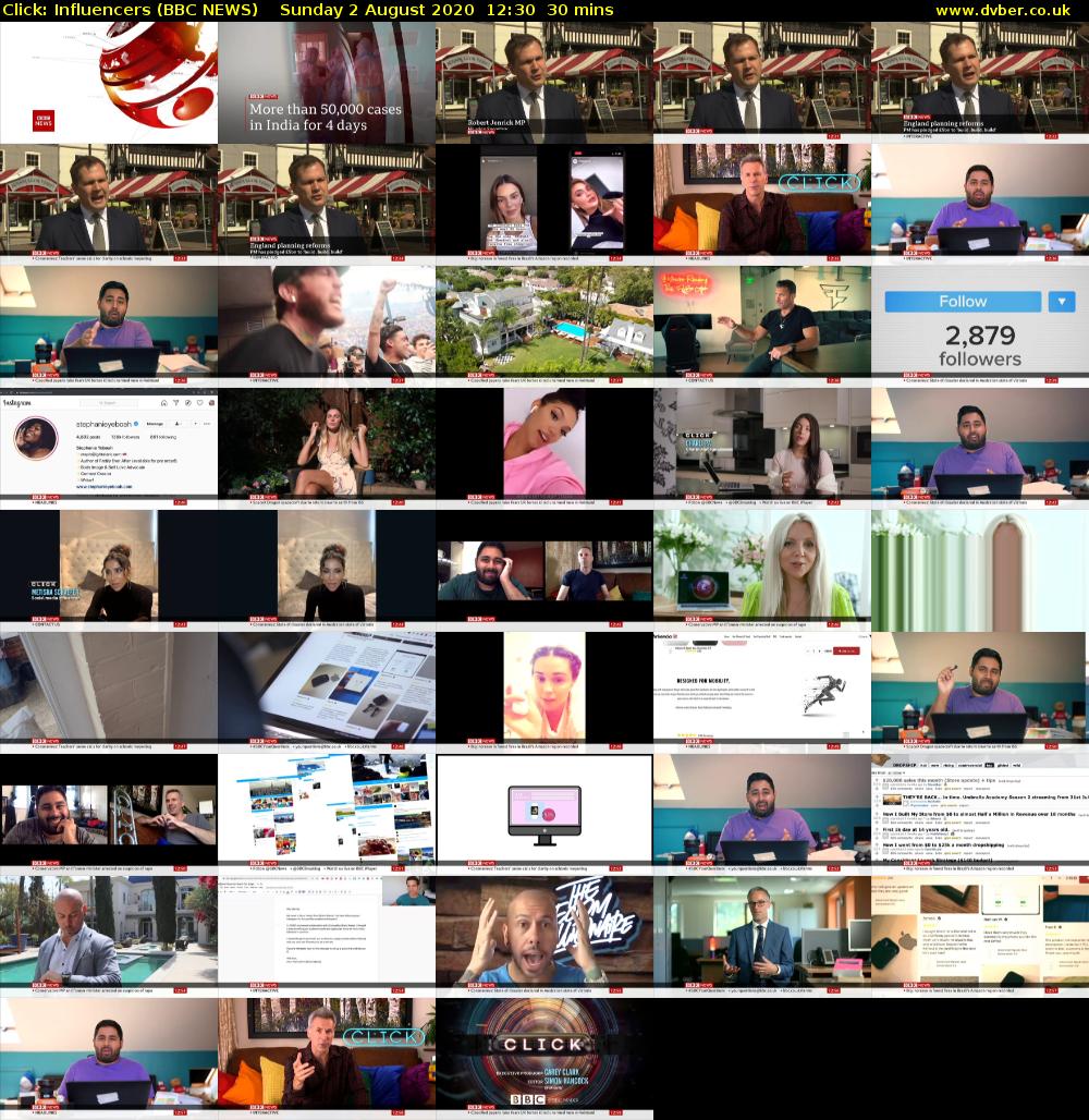 Click: Influencers (BBC NEWS) Sunday 2 August 2020 12:30 - 13:00