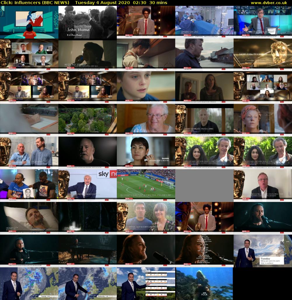 Click: Influencers (BBC NEWS) Tuesday 4 August 2020 02:30 - 03:00
