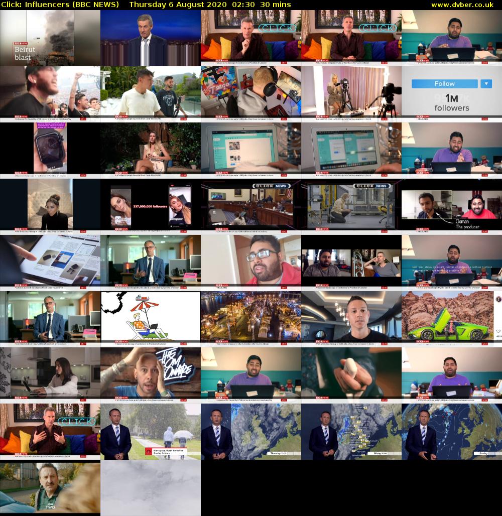 Click: Influencers (BBC NEWS) Thursday 6 August 2020 02:30 - 03:00