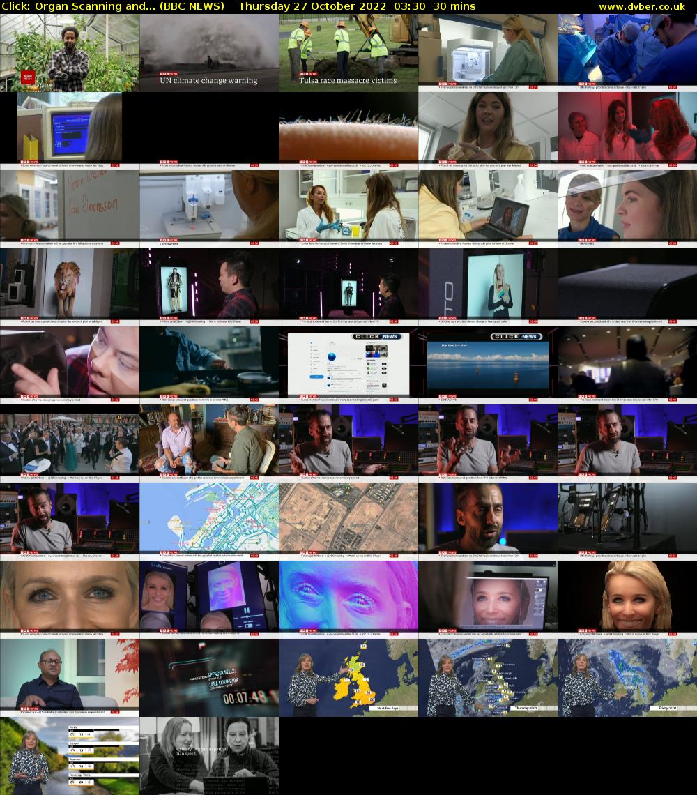 Click: Organ Scanning and... (BBC NEWS) Thursday 27 October 2022 03:30 - 04:00