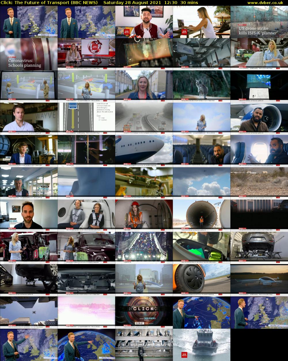 Click: The Future of Transport (BBC NEWS) Saturday 28 August 2021 12:30 - 13:00