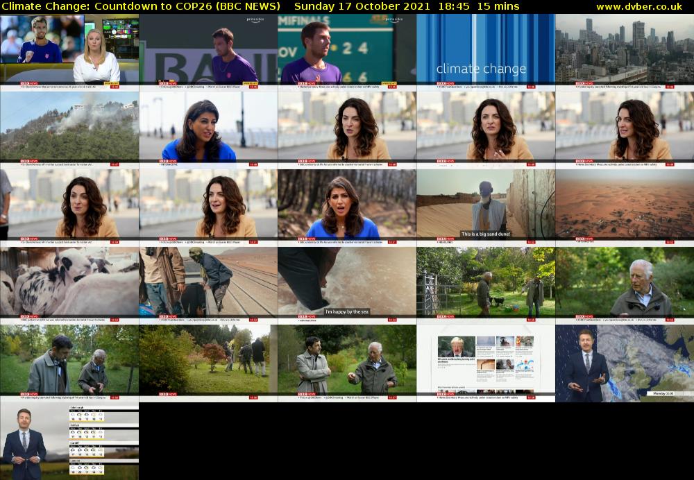 Climate Change: Countdown to COP26 (BBC NEWS) Sunday 17 October 2021 18:45 - 19:00