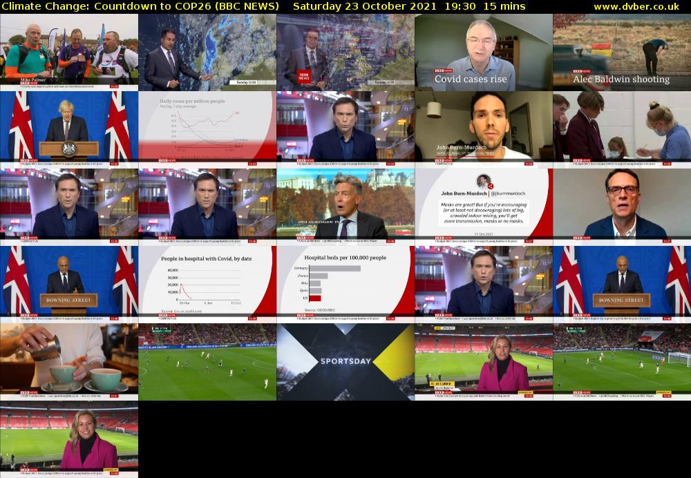 Climate Change: Countdown to COP26 (BBC NEWS) Saturday 23 October 2021 19:30 - 19:45
