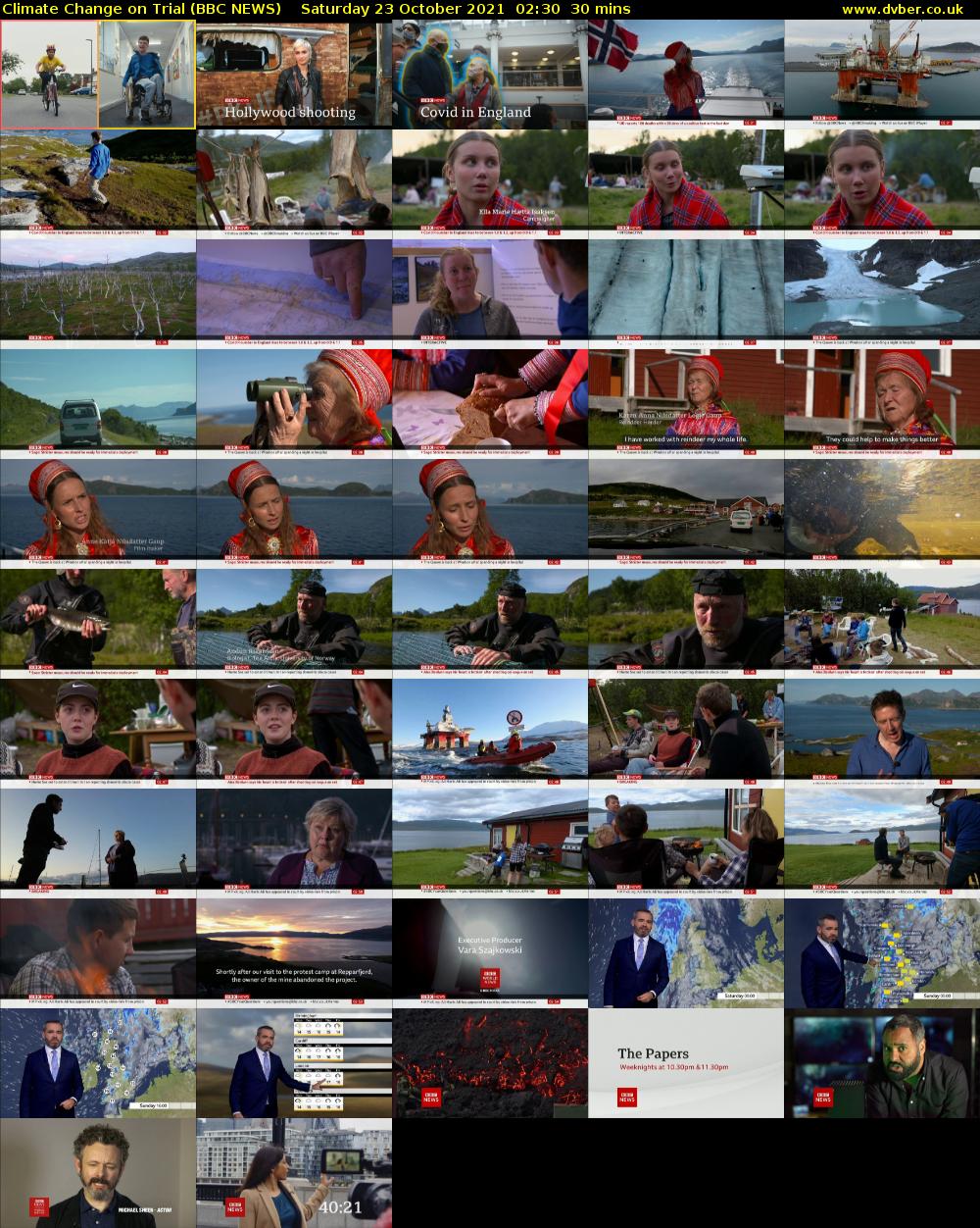 Climate Change on Trial (BBC NEWS) Saturday 23 October 2021 02:30 - 03:00