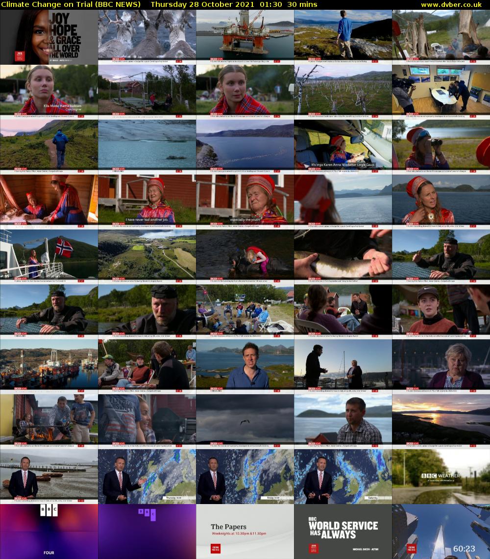 Climate Change on Trial (BBC NEWS) Thursday 28 October 2021 01:30 - 02:00