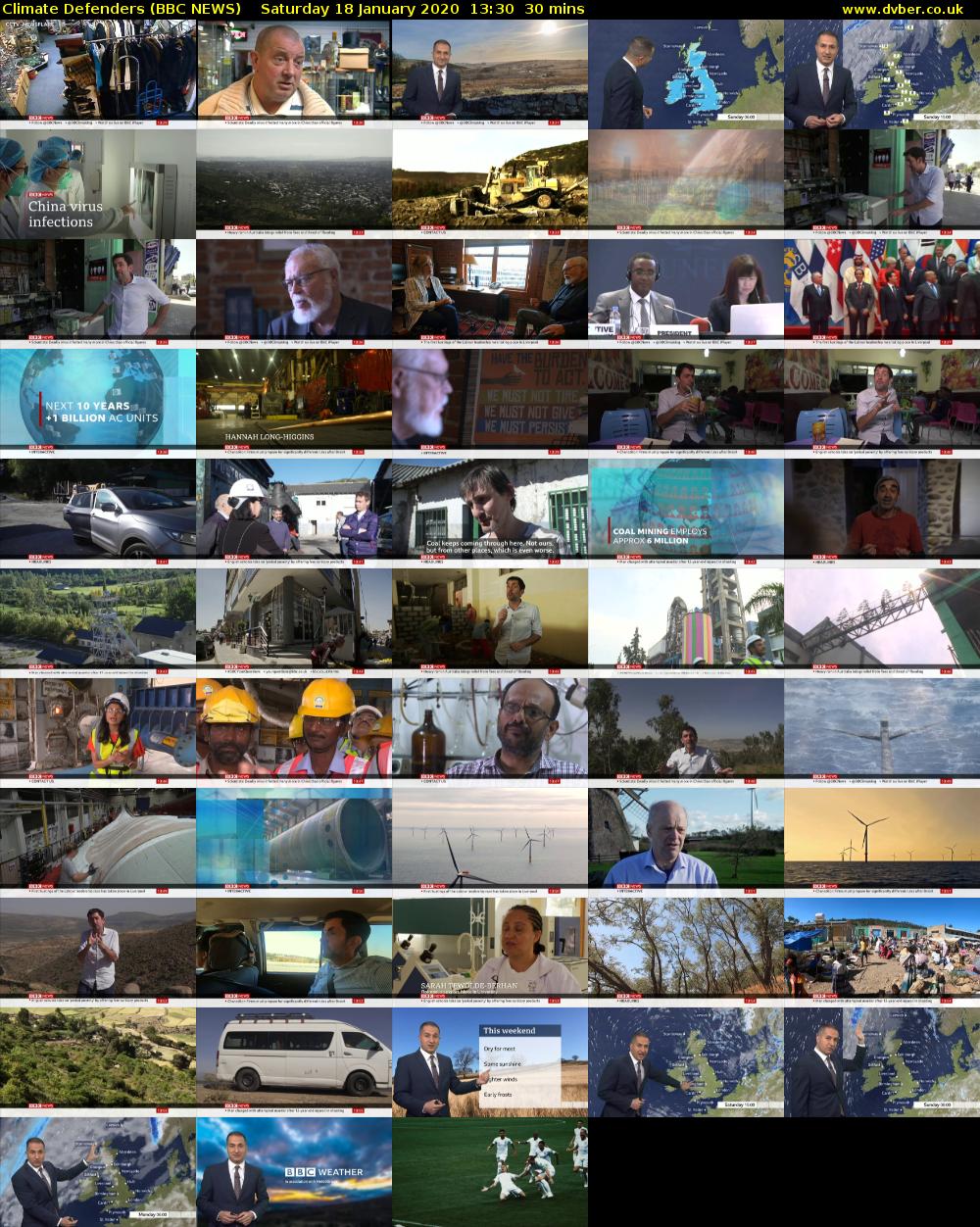 Climate Defenders (BBC NEWS) Saturday 18 January 2020 13:30 - 14:00