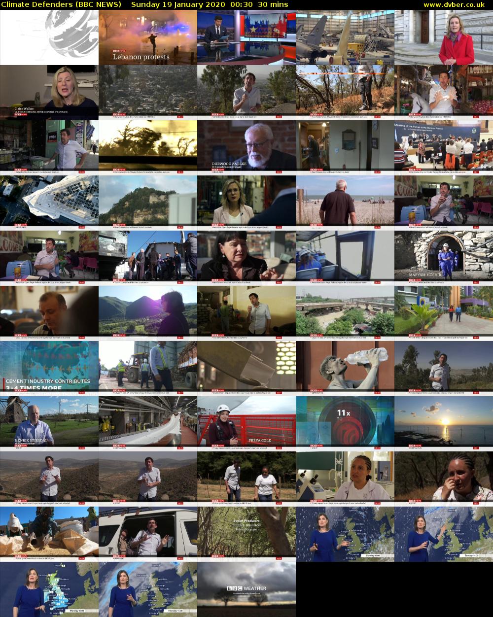 Climate Defenders (BBC NEWS) Sunday 19 January 2020 00:30 - 01:00