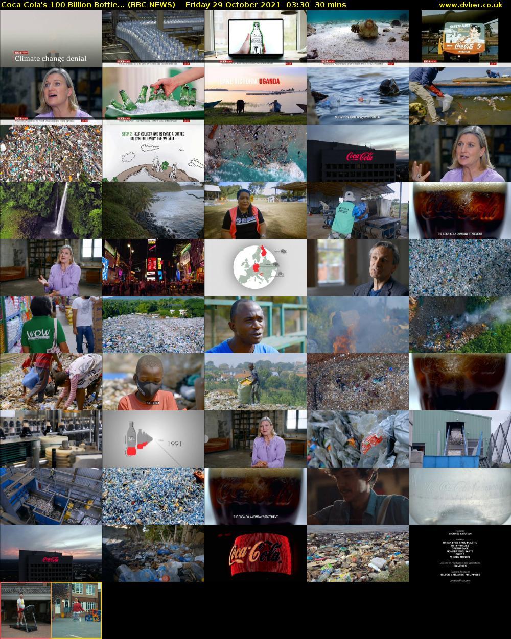 Coca Cola's 100 Billion Bottle... (BBC NEWS) Friday 29 October 2021 03:30 - 04:00