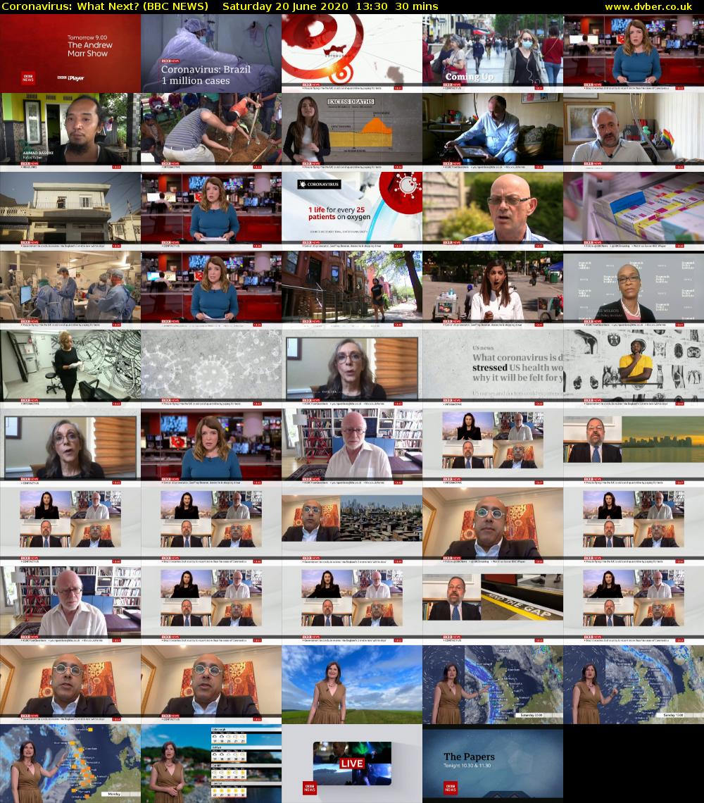 Coronavirus: What Next? (BBC NEWS) Saturday 20 June 2020 13:30 - 14:00