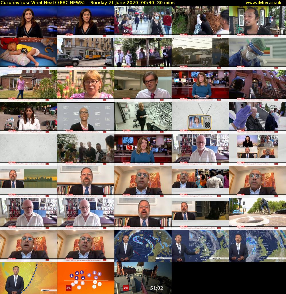Coronavirus: What Next? (BBC NEWS) Sunday 21 June 2020 00:30 - 01:00