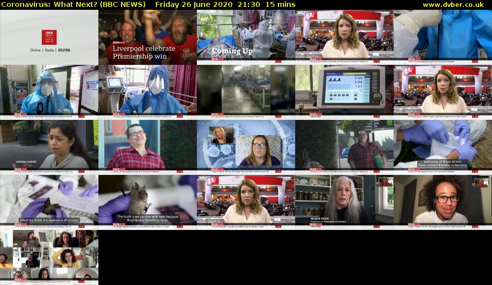 Coronavirus: What Next? (BBC NEWS) Friday 26 June 2020 21:30 - 21:45