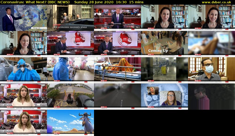 Coronavirus: What Next? (BBC NEWS) Sunday 28 June 2020 16:30 - 16:45
