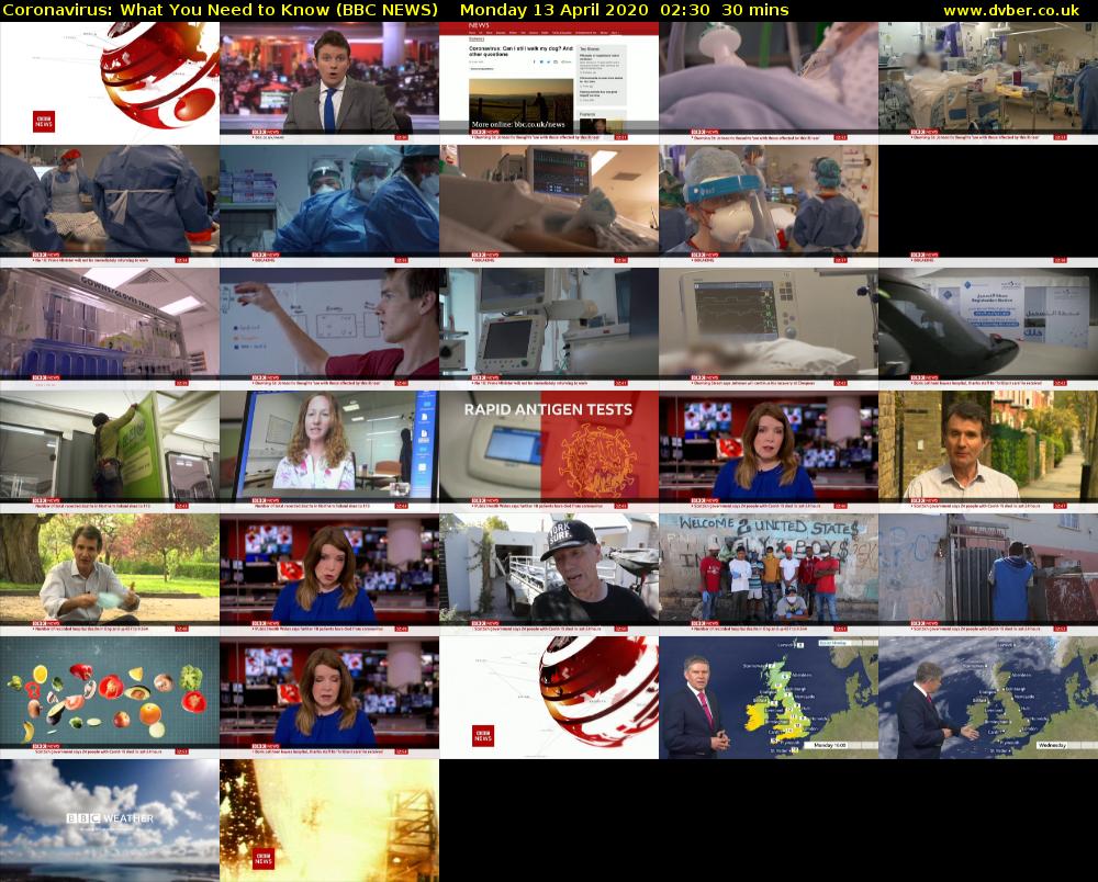 Coronavirus: What You Need to Know (BBC NEWS) Monday 13 April 2020 02:30 - 03:00