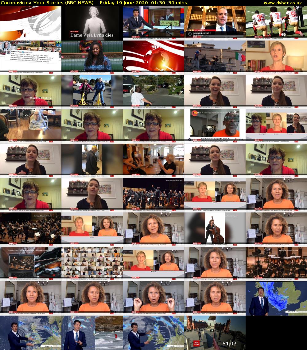 Coronavirus: Your Stories (BBC NEWS) Friday 19 June 2020 01:30 - 02:00