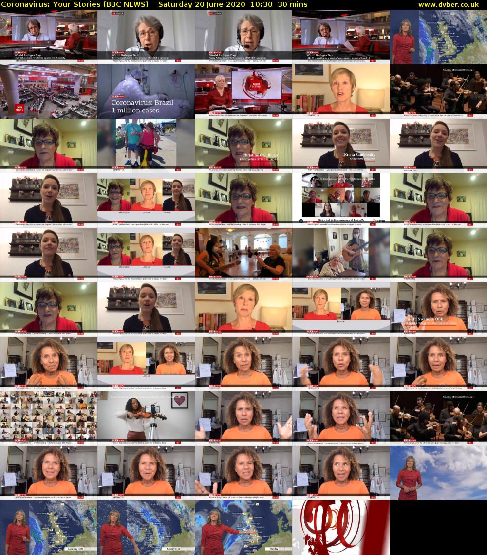 Coronavirus: Your Stories (BBC NEWS) Saturday 20 June 2020 10:30 - 11:00