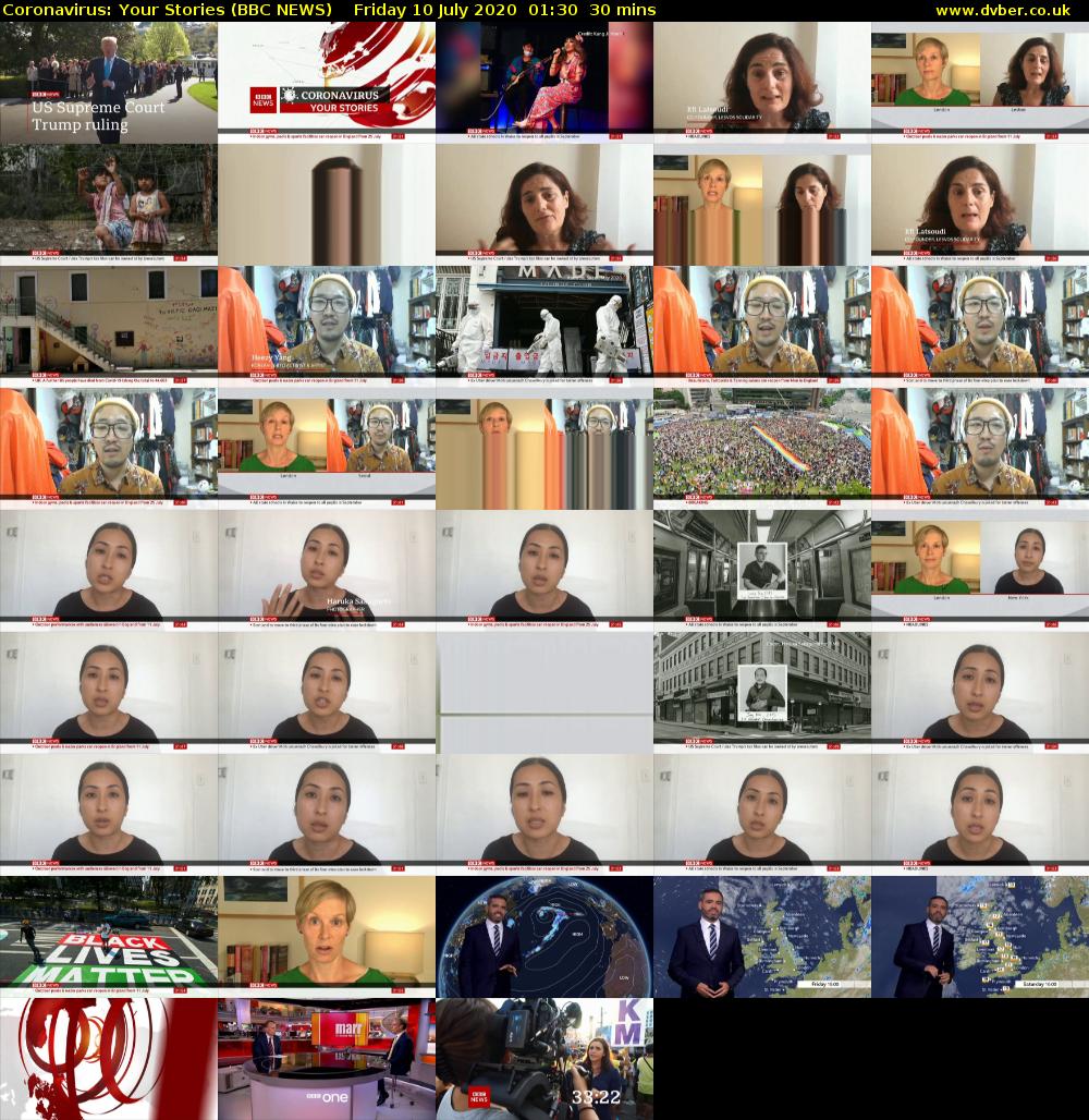 Coronavirus: Your Stories (BBC NEWS) Friday 10 July 2020 01:30 - 02:00