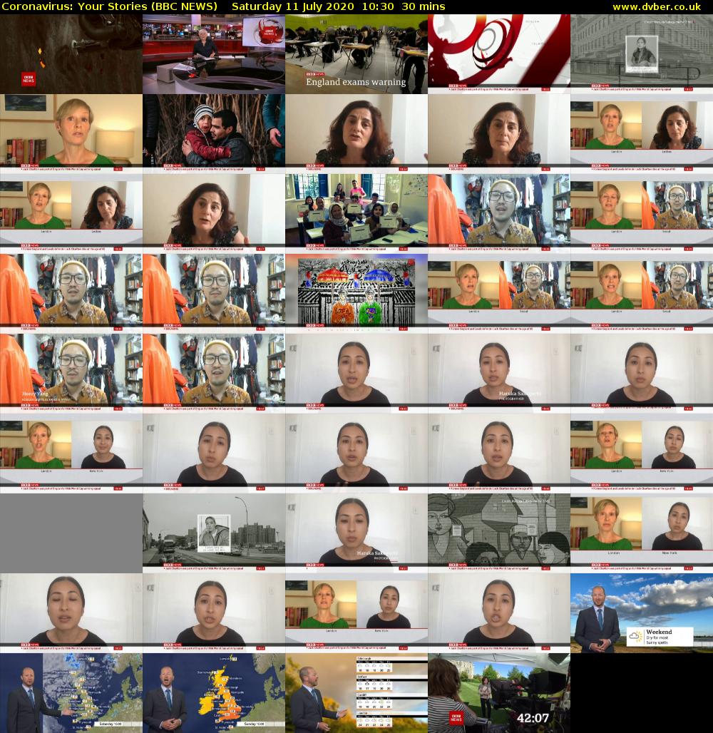 Coronavirus: Your Stories (BBC NEWS) Saturday 11 July 2020 10:30 - 11:00