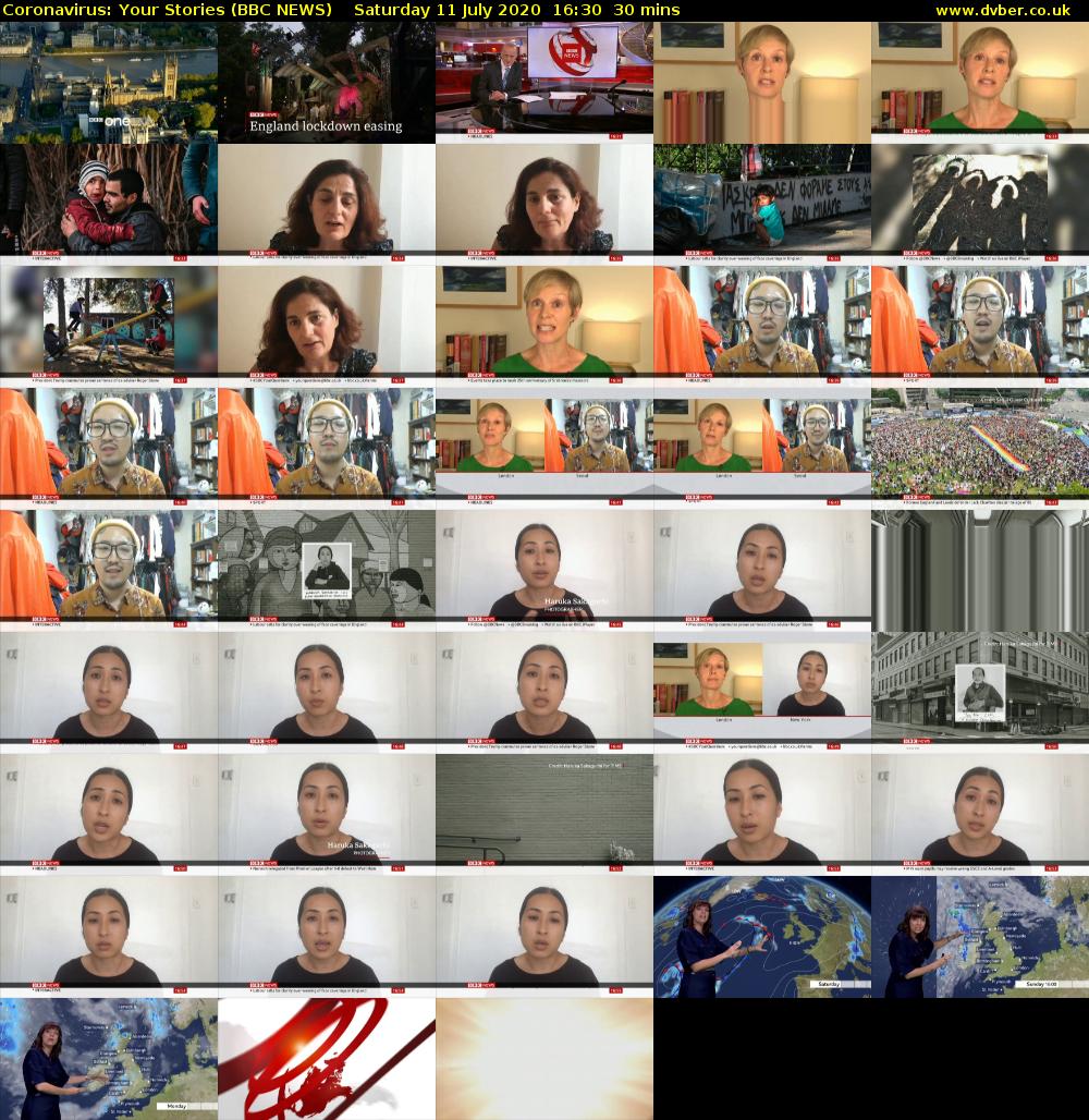 Coronavirus: Your Stories (BBC NEWS) Saturday 11 July 2020 16:30 - 17:00