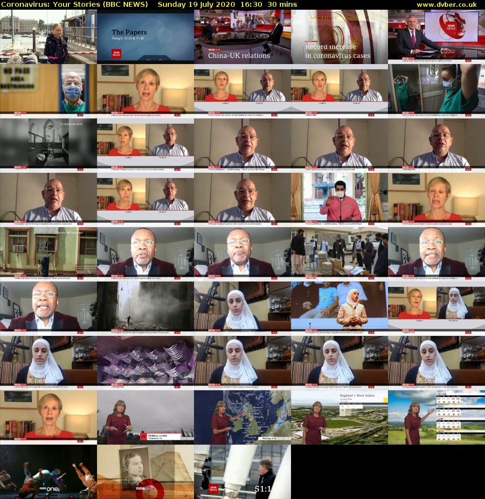 Coronavirus: Your Stories (BBC NEWS) Sunday 19 July 2020 16:30 - 17:00