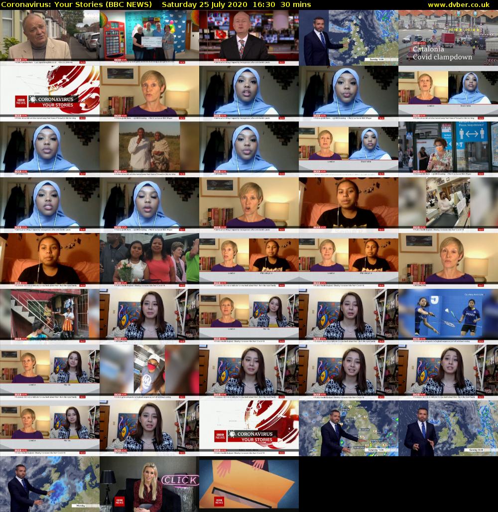 Coronavirus: Your Stories (BBC NEWS) Saturday 25 July 2020 16:30 - 17:00
