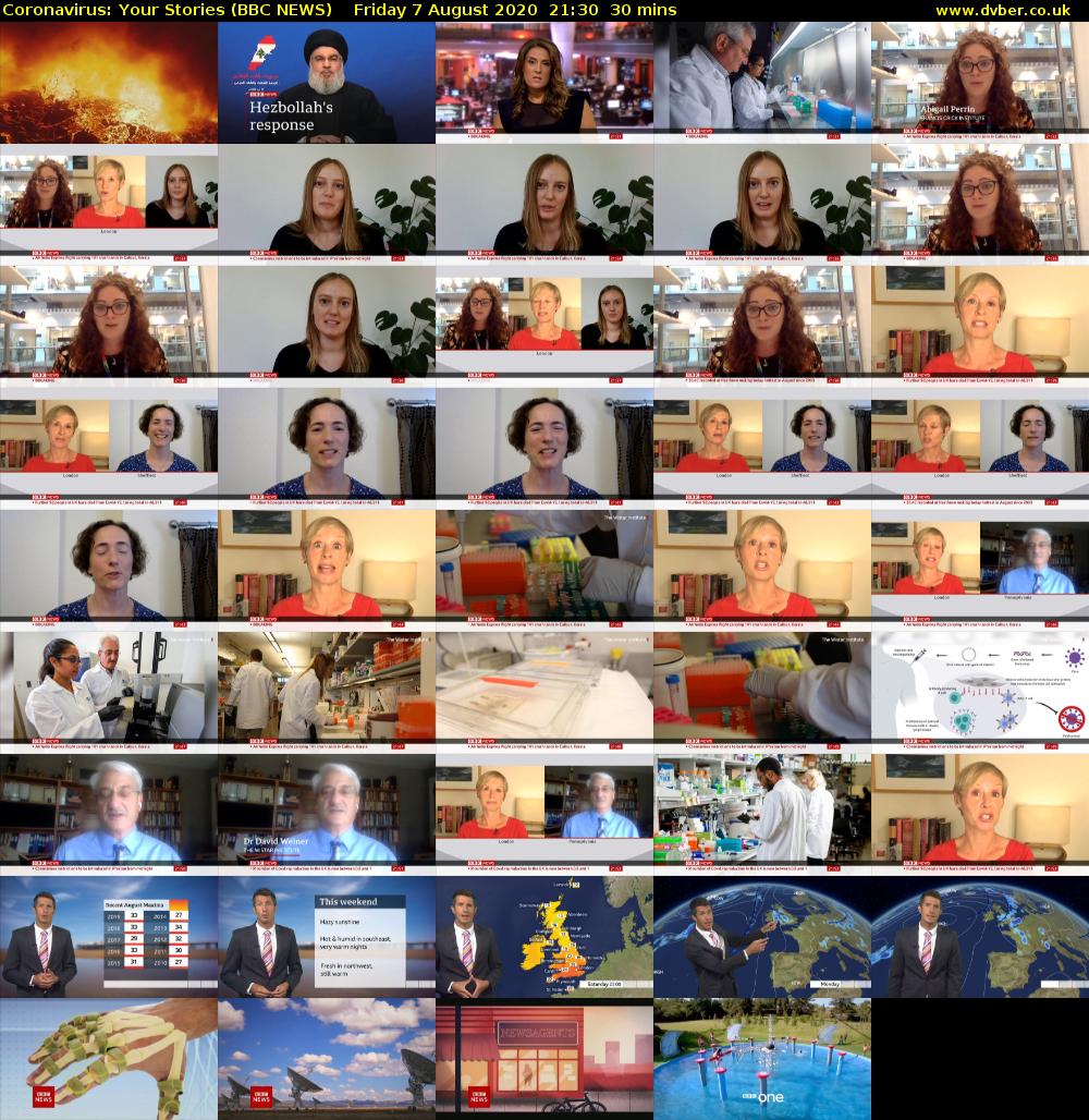 Coronavirus: Your Stories (BBC NEWS) Friday 7 August 2020 21:30 - 22:00