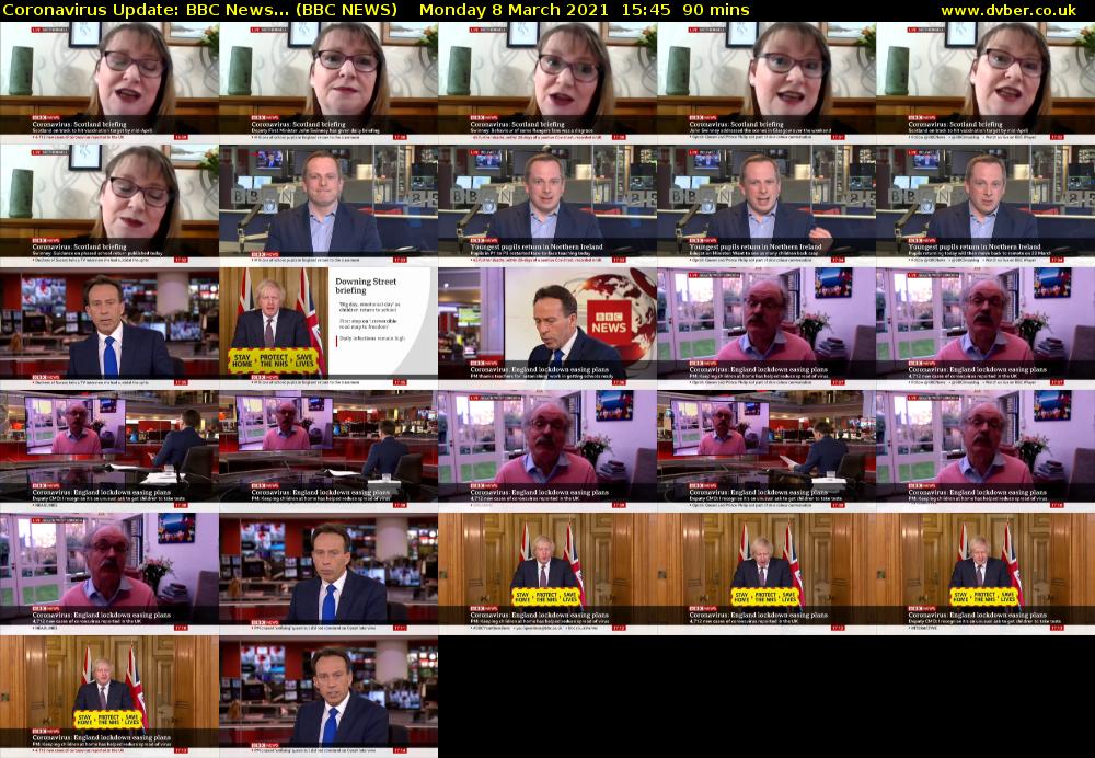 Coronavirus Update: BBC News... (BBC NEWS) Monday 8 March 2021 15:45 - 17:15