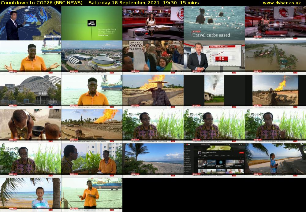 Countdown to COP26 (BBC NEWS) Saturday 18 September 2021 19:30 - 19:45